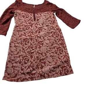 Free People Women's Size Large Lacey Hook Closure Dress Burgundy